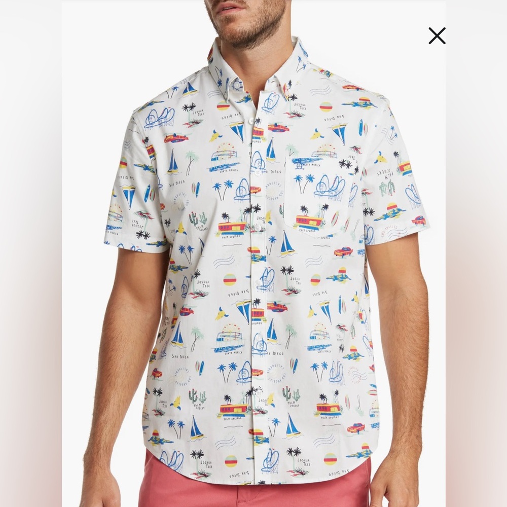 Original Penguin White Road Trip California Shirt Size M